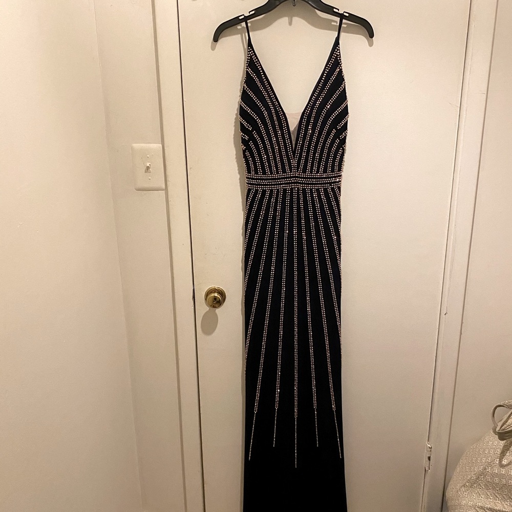 Dark blue Avery G beaded dress / gown